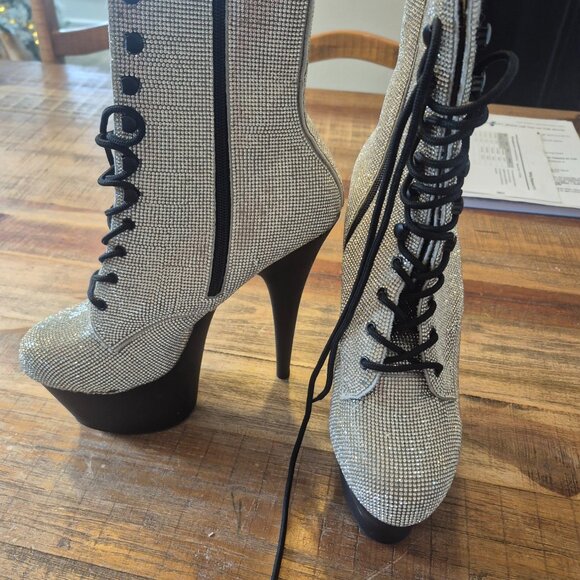 Pleaser  Adore Platform Lace-Up Front Ankle Boot 7" Heel - Picture 6 of 6